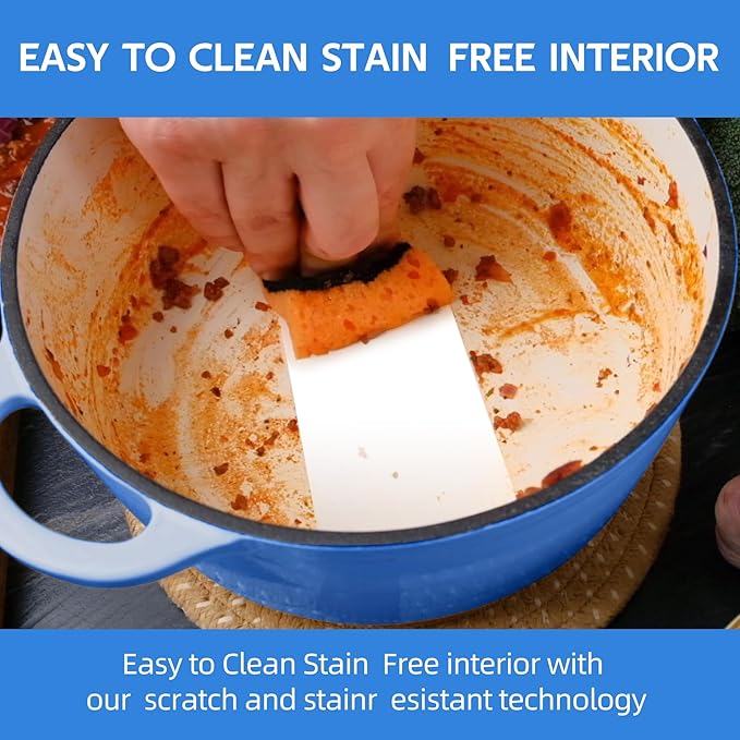 4.5 Quart Dutch Oven Enameled Cast Iron with Lid - Big Dual Handles - Oven Safe up to 500째F - Classic Round Pot for Versatile Cooking Blue