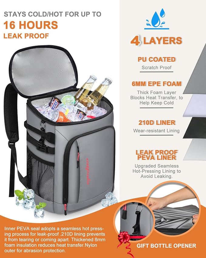 Capolo Cooler Backpack Insulated Waterproof for Women Men,36/45 Cans Lunch Backpack Coolers Leak Proof Soft Cooler Bag Ice Chest for Camping Beach