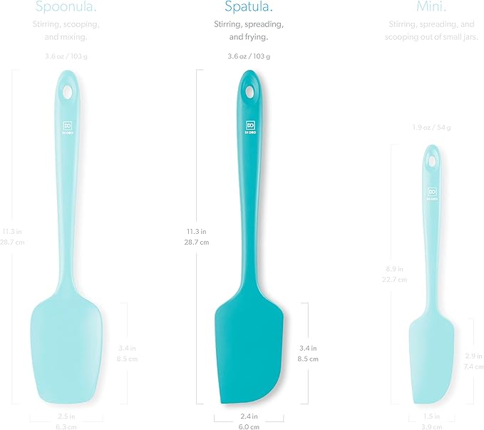 DI ORO Silicone Spatula - 600째F Heat-Resistant Rubber Kitchen Spatula for Baking, Scraping, & Mixing - BPA Free Nonstick Cookware Safe Flexible Utensil for Cooking - Seamless & Dishwasher Safe (Teal)