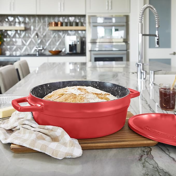 All American 1930 - Dutch Oven - The Saucier Set, Tomato Red - 5.5qt Capacity - Perfect for Sauces, Soups & Simmering - Non Stick & PFAS Free - Made in the USA