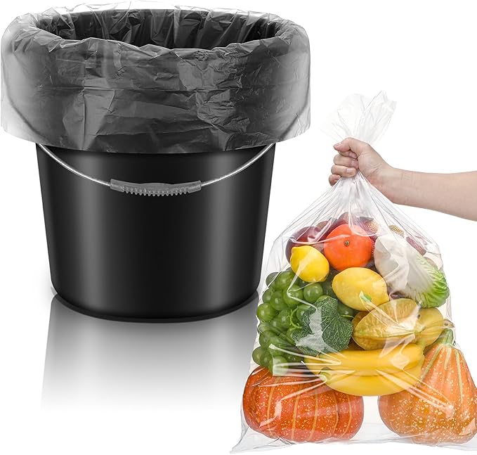 Teling 50 Pack 5 Gallon Bucket Liner Bags Clear Ice Bucket Liners Turkey Brine Disposable Marinating Container Bag for Storage Food, Leak Proof竊?0 x 28 Inches (4.7 Mil)