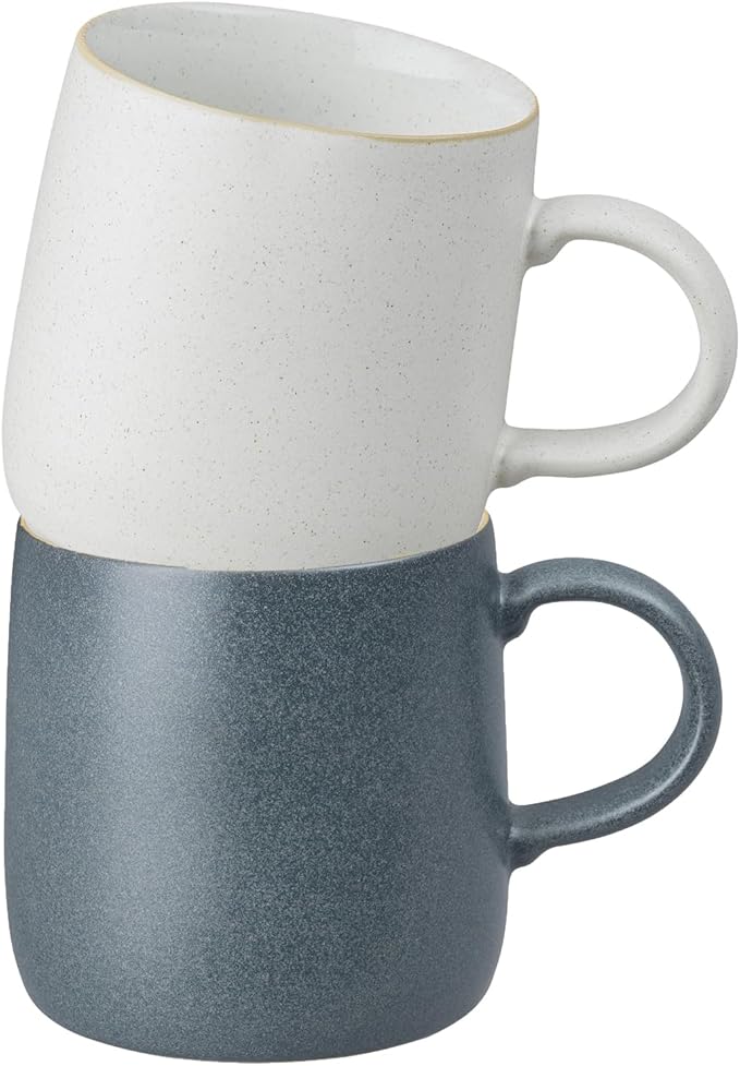 Denby - Impression Assorted Cream & Charcoal Small Mugs Set of 2-9.5oz/ 280ml Tea Cup Mug Set For Office & Home - Dishwasher Safe, Microwave Safe - Tea Cups With a Neutral Glaze, Chip Resistant