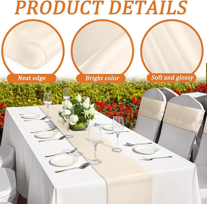 Bencailor 24 Pcs Multicolor Satin Table Runner Bulk 12 x 108 Inches Long Table Runners Bright Smooth Fabric Tablecloth for Wedding Banquet Birthday Valentines St Patrick's Day Party Decorations