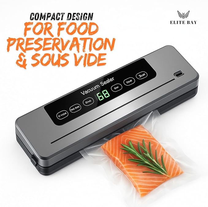 Vacuum Sealer for Food Storage ??120W Power | 30cm Sealing Width | Compact ABS Design | 110V??40V Voltage | Includes 10 BPA-Free Vacuum Bags | For Sous Vide, Meal Prep Food Preservation