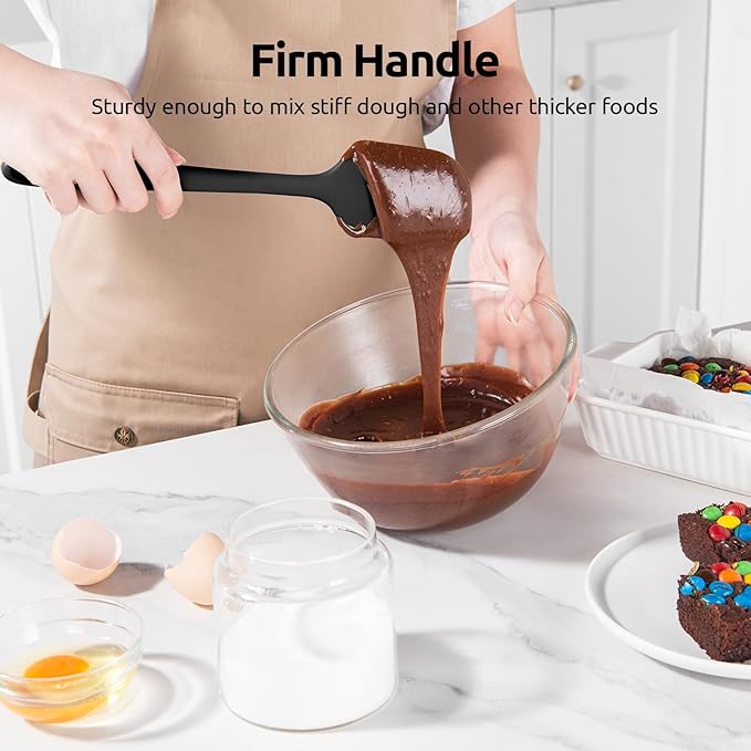 U-Taste 600쨘F Heat Resistant Silicone Spatulas: Flexible Food-Grade Silicon Baking Scraper, Kitchen Cooking Mixing Utensils with Upgraded Sturdy Handle Tip for Nonstick Cookware (4-Pc., Black)