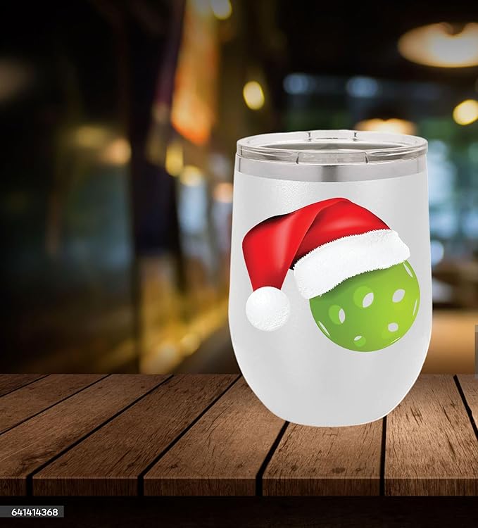 Pickleball Wine Tumbler, Pickleball Gift, 12oz Stainless Steel Wine Tumbler, Gifts For Him, For Her, For Boys, For Girls, Birthday, Christmas Gift idea (White)