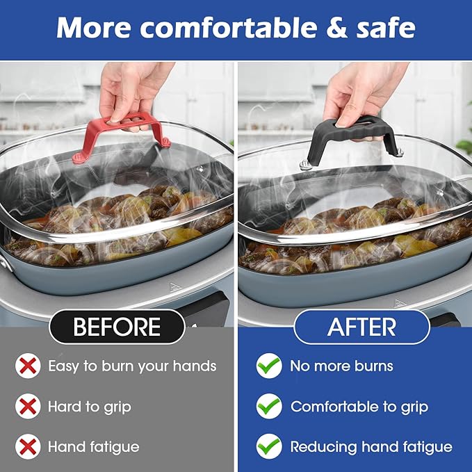 Silicone Lid Handle Cover Compatible with Ninja Foodi Possible Cooker Pro 8.5 Quart MC1000,MC100,MC1010 & 6.5QT MC1101 Slow Cooker Crock Handle Sleeve,Holder,Grip Accessories-No More Hand Burns