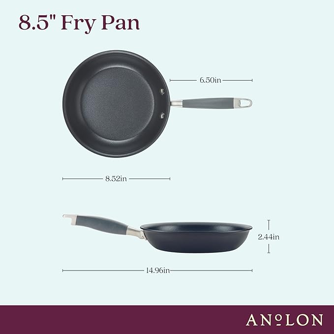Anolon Advanced Home Hard Anodized Nonstick Frying Pan, 8.5 Inch ??Small Non Stick Egg Pan, Durable Nonstick Skillet - Moonstone