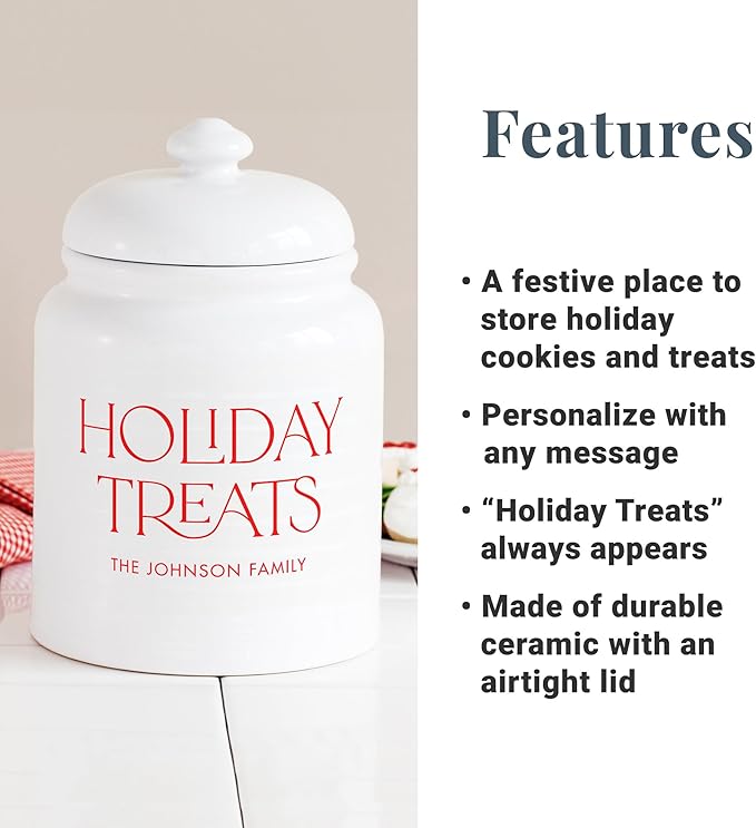 Let's Make Memories Personalized Cookie Jar - For Bakers - Kitchenware - Ceramic - Airtight Lid - Holiday Treats - Christmas Cookie Storage