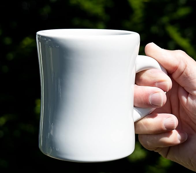 Culver 10-Ounce Ceramic Retro Diner Style Heavyweight Restaurant Mug, Two-finger C-handle (White, 4)