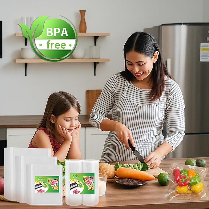 MakMeFre 50 Plus Quart Size 10" x 13" Vacuum Sealer Bags with BPA Free and Heavy Duty,Great for Food Storage Vaccume Sealer PreCut Bag