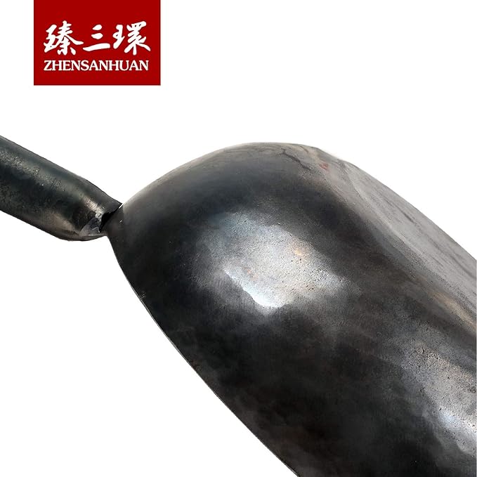 ?삡툒??ZhenSanHuan Chinese HandHammered Iron Woks and Stir Fry Pans, Non-stick, No Coating, Induction Suitable, 塋졽툡?곲봾竊뚩닃弱뽨툓?꾡릎?쏙펽A bite of China (30CM)