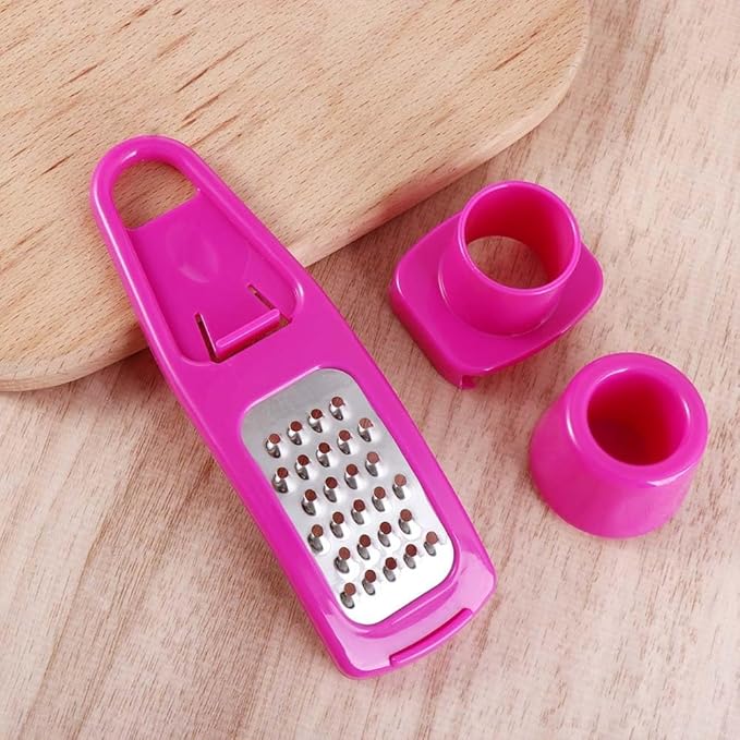 Mini Multifunction Garlic Ginger Grater Tool,Nutmeg Grinder,Kitchen Manual Fruit Vegetable Nuts Chopper Grinder,Graters Peeling,Grating and Slicing Tools (Rose Red)