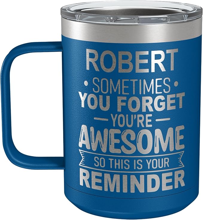 Personalized Inspirational Travel Coffee Mug, Inspirational Gifts for Men Dad Wife Sister Women, Custom Birthday For Him Her, Customized You?셱e Awesome Tumbler, Teacher Coworker Gifts 15oz Royal Blue