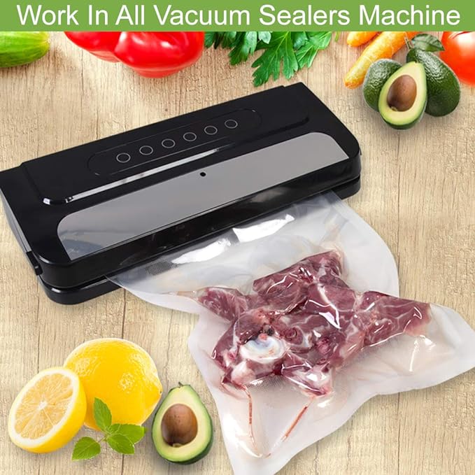 200 Pint 6X10 Vacuum Food Sealer Bags with BPA Free and Heavy Duty,Commercial Grade Vacuum Sealer Freezer Bags Compatible with Any Type Vacuum Sealer Machine