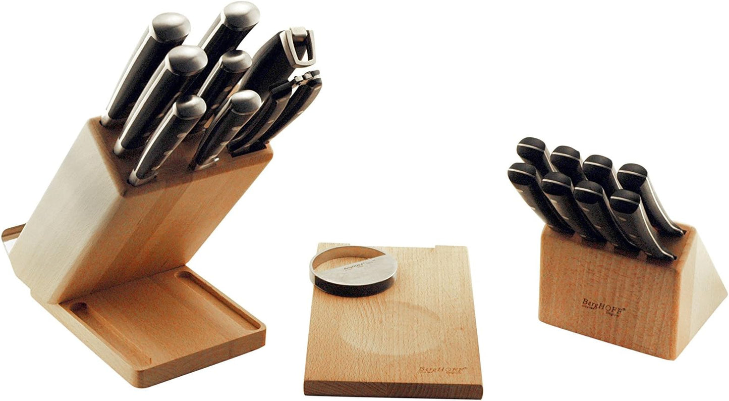 BergHOFF 20 Piece Forged Smart Knife Block/Swivel base, Cut Board & Herb Cutter, Tan
