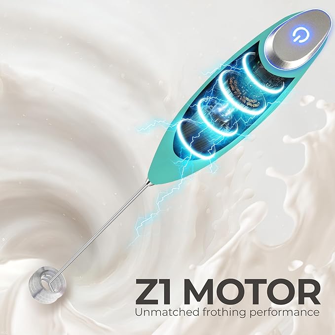 Zulay Kitchen Patented Tornado Triple Whisk Milk Frother with 4 Duracell Batteries ??Handheld Foam Maker for Coffee, Lattes, Matcha & Hot Chocolate ??Rich, Creamy Froth in Seconds