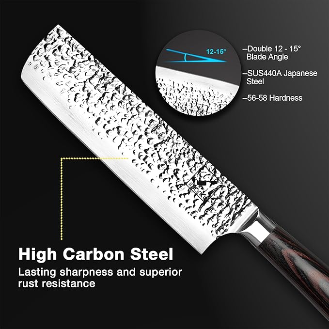 imarku Nakiri Knife,7 Inch High Carbon Stainless Steel Japanese Chef Knife,Razor Sharp Chopping Vegetable and Meat Cleaver Kitchen Knife with Ergonomic Handle,Christmas Gifts for Women and Men