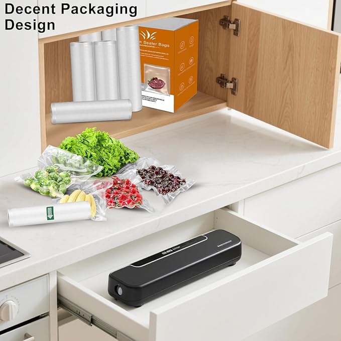 Premium Vacuum Sealer Bags, 3 Rolls 8" x 16.4' & 3 Rolls 11" x 16.4', Commercial Grade BPA-Free Heavy-Duty Food Vacuum Sealer Saver Rolls for Sous Vide or Meal Prep, Freezer Storage, Fits All Sealers