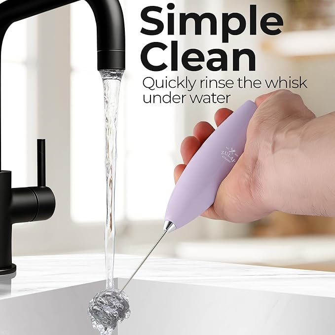 Zulay Kitchen Patented Tornado Triple Whisk Milk Frother with 4 Duracell Batteries ??Handheld Foam Maker for Coffee, Lattes, Matcha & Hot Chocolate ??Rich, Creamy Froth in Seconds