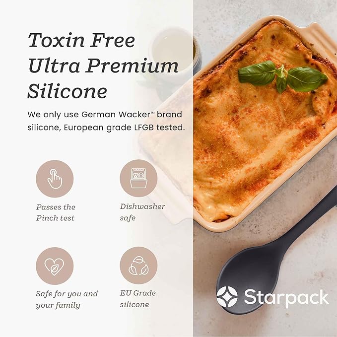 Starpack 'Winning Serve' XL Premium Silicone Serving Spoon (13.5") - Large Silicone Spoon for Cooking High Heat Resistant to 600째F - LFGB Grade Nonstick Mixing Spoons - Large Rubber Serving Spoons