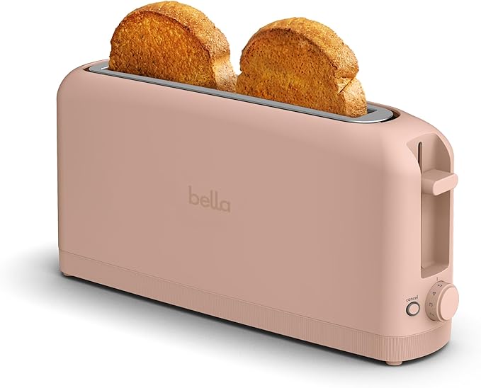 bella 2 Slice Slim Toaster, Fits-anywhere??Kitchenware, 6 Setting Shade Control with Reheat & Cancel Buttons, Fits sourdough, 10??Long Slot, Anti Jam & Auto Shutoff, 900 Watt, Blossom