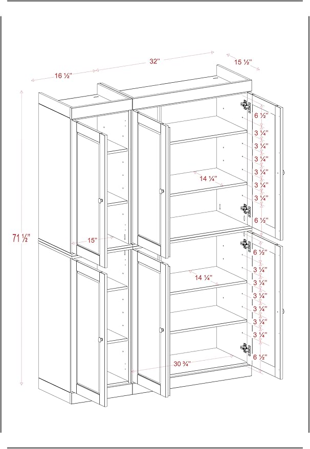 Palace Imports 100% Solid Wood 48.5" Pantry China Cabinet with Clear Glass Doors and Adjustable Shelves (Sage)