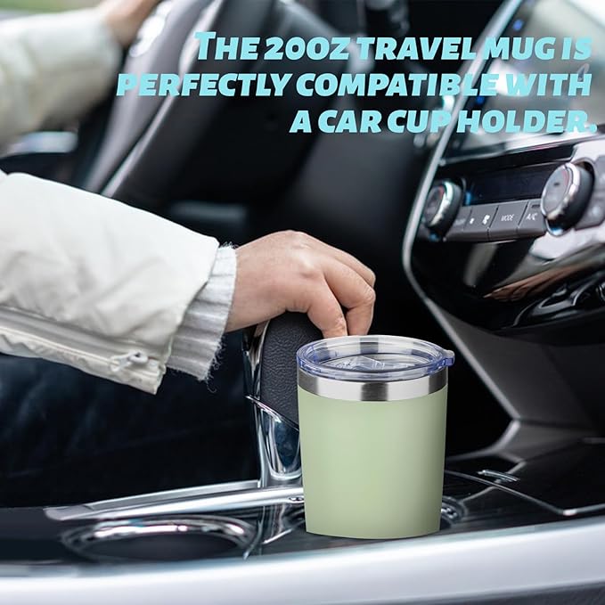 ATIKZHE 20oz Tumbler with Straw and Brush, Stainless Steel Vacuum Insulated tumbler, Double Wall Insulated Coffee Tumbler for Outdoor, Home, Travel,Office (Matcha Green,1pcs)