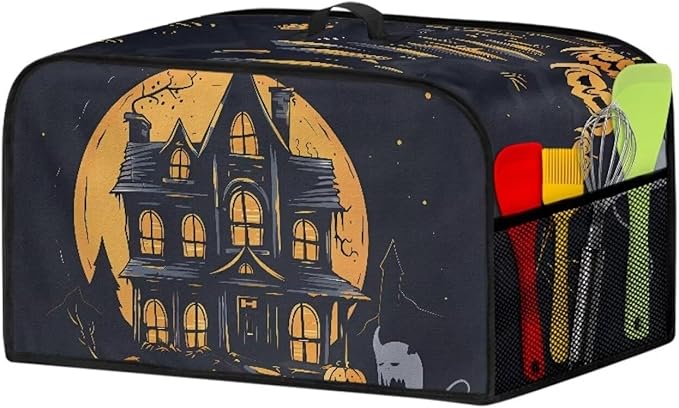Halloween Decor Slow Cooker Dust Cover 6+ Quart Appliance Covers Water Proof Oval Stain Resistant with Pocket and Handles