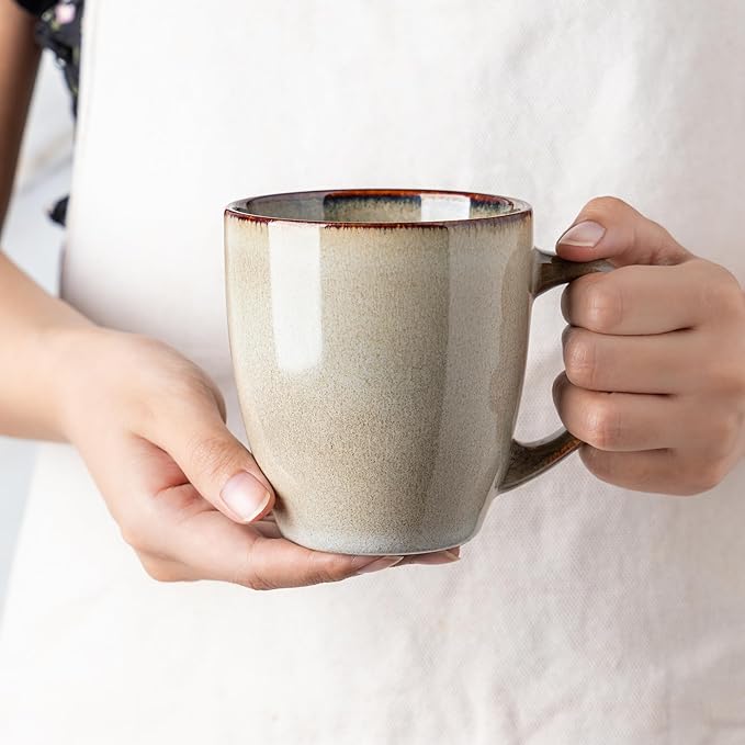 GBHOME Ceramic Coffee Mugs Set of 4, 12oz Stoneware Coffee Mugs Set For Dad Mom Women MEN, Light Weight Ceramic Coffee Cups for Latte/Tea/Beer/Hot Cocoa, Dishwasher & Microwave Safe
