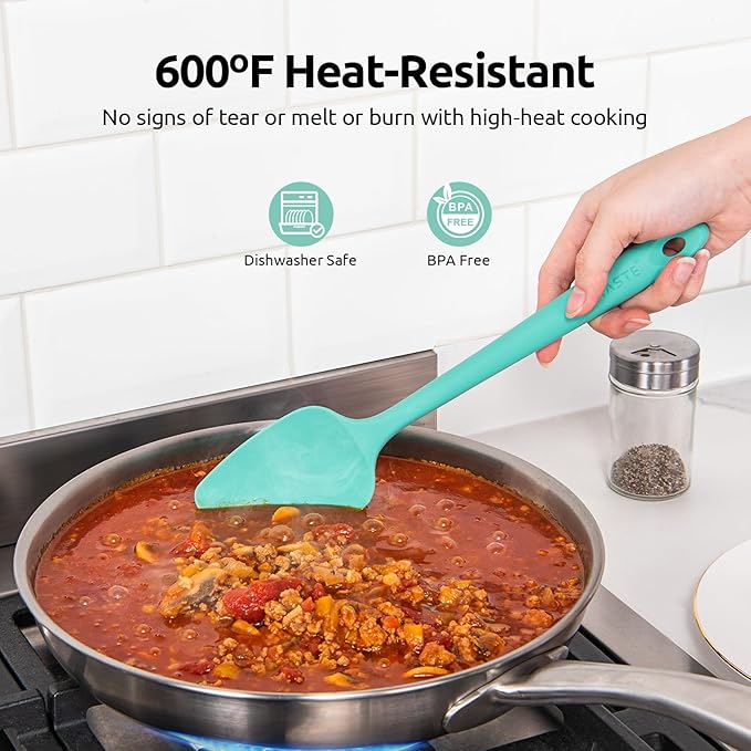 High Heat Resistant Silicone Spatula: U-Taste 600쨘F Hot-Proof Food Grade Rubber Kitchen Baking Scraper, Flexible and Sturdy Cooking Utensil for Mixing Scraping in NonStick Cookware (4PCS, Multicolors)