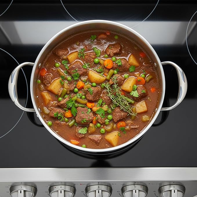 KEAWELL K3 Premium 8-Quart Tri-Ply Stainless Steel Stockpot with Lid, Induction & Oven Safe up to 600째F, Even Heating, Professional Cookware for All Stovetops (8-Qt)