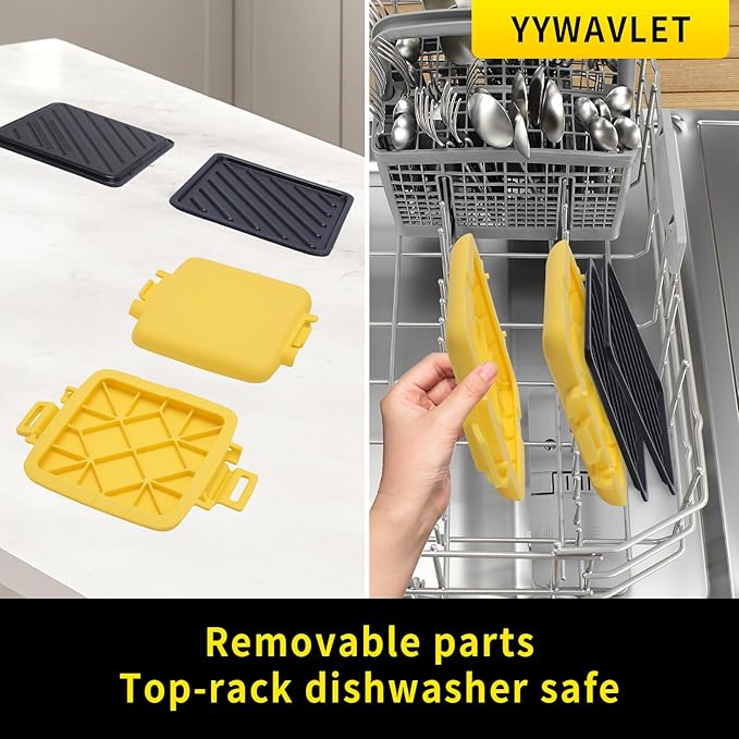 Microwave Sandwich Maker, Heat-Resistant Silicone Rubber Shell, Advanced HeatWave Technology, Non-Stick Plates, Easy to Clean, Makes Toast, Sandwiches, Paninis, and Patties (Yellow)