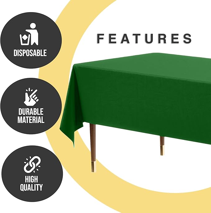 Exquisite 66% Thicker Premium Plastic Table Cloth Rectangle Table Cover 0.5 Mil 24 Pack Emerald Green Table Cloth 54 Inch x 108 Inch Disposable Tablecloth Won't Tear Easily Like Cheap Thin Brands