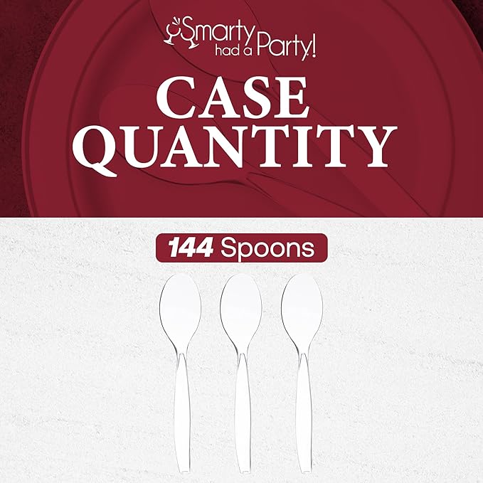 Smarty Had A Party 144 Clear Disposable Plastic Serving Spoons Clear Plastic Supplies Utensils Serving Spoons for Parties for Buffets