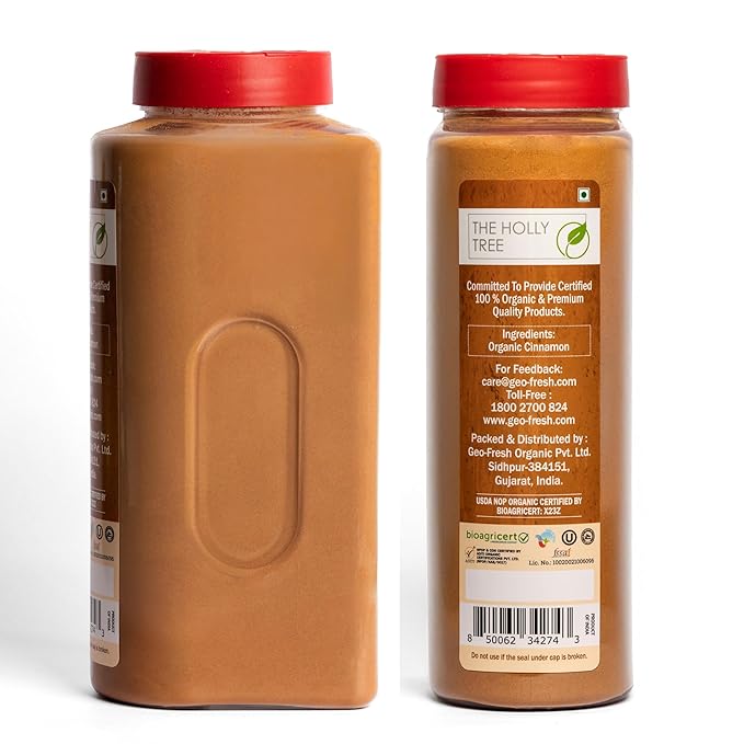 Organic Cinnamon Powder 15.90 oz - Organic Ground Cinnamon Bulk Spice - USDA Certified, Gluten Free, Kosher - For Baking & Cooking - The Holly Tree