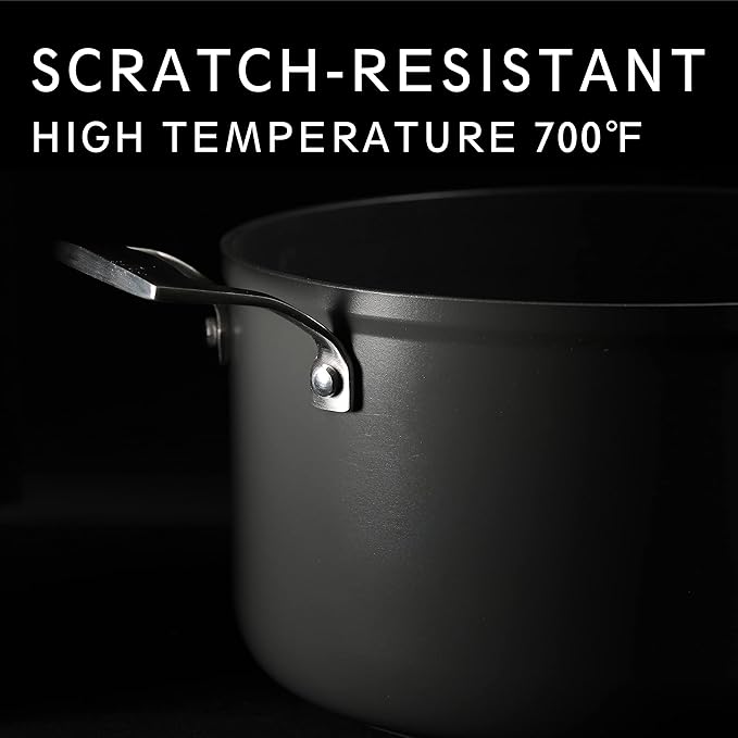 MSMK 2 Quart Saucepan with Lid, Burnt also Nonstick, PFOA Free Non-Toxic, Oven Safe to 700 ?됵펽Scratch-resistant, Induction Cooking Pot, for Induction, Ceramic and Gas Cooktops