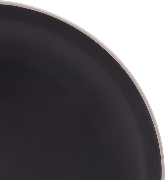 Gibson Home Rockaway 12-Piece Stoneware Dinnerware Set, Service for 4 ??Modern Round Plates and Bowls, Dishwasher & Microwave Safe, Black