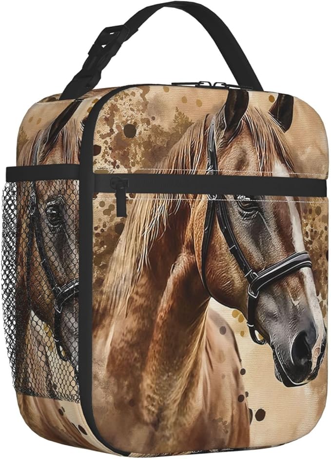 VANZEV Horse Lunch Box for Adults Women Girls Boys Kids Animal Lunch Box Insulated Cooler Reusable Lunch Bag Container Gifts for Work Office Picnic Travel School