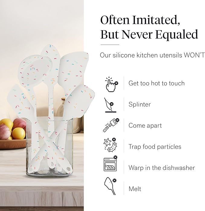 GIR: Get It Right 10-Piece Silicone Ultimate Kitchen Utensil Set ??Spatulas, Ladle, Flip, Spoons, Whisk, Peeler & Spoonula ??Nonstick, Non-Toxic, Heat-Resistant ??Sprinkles