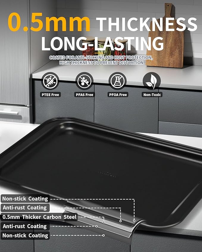 Nonstick Baking Pans Set, 19 PCS Stackable Bakeware Sets, Oven Pan Set Includes Baking Tray, Cookie Sheet, Cake Pans, Loaf Pan, Muffin Pan, Silicone Cups