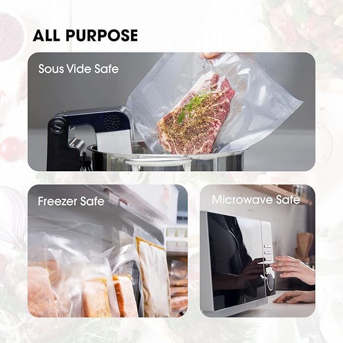 Vesta Precision Vacuum Sealer Bags for food, 200 Count (100 Quart 8" x 12" and 100 Pint 6" x 10") PreCut Bags, BPA Free and Heavy Duty Embossesd Vacuum Seal Bags for Storage, Meal Prep, Sous Vide