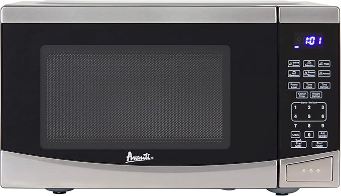 Avanti Microwave Oven 900-Watts Compact with 10 Power Levels and 6 Pre Cooking Settings, Speed Defrost, Electronic Control Panel and Glass Turntable, 0.9-Cu.Ft., Stainless Steel