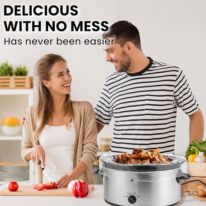 20 Count Slow Cooker Liners, 13"x21", Fits 3-8 Quarts, Disposable Pot Liners Compatible with Crockpot, Oval Large Size, BPA-Free Cooking Bags, Kitchen Accessories, Cook with Ease