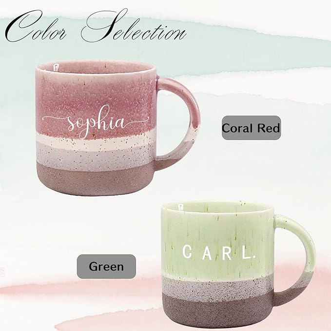 Personalized Engraved Ceramic Coffee Mug, Customized Mugs with Name & Logo for Family Dad Mom Engraved Tea Cup for Travel, Microwave Dishwasher, Unique Design Bithday Gift for Teacher Couples