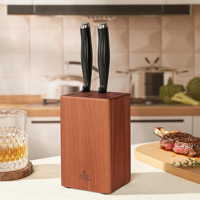 ENOKING 5.5" Steak Knife Block without Knives竊똀cacia Wood Knife Holder with 6 Slot, Small Knife Storage for Home/Kitchen