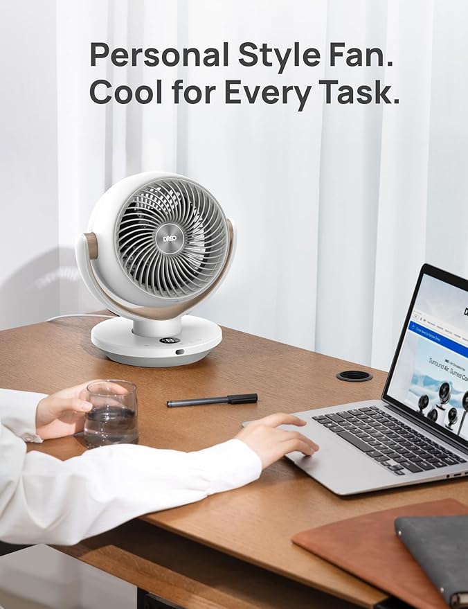 Dreo Fan for Bedroom, Desk Air Circulator Fans with Remote, 11 Inch Table Fan for Whole Room, 60ft Powerful Airflow, 120째 Vertical Manual and 90째 Oscillating, 4 Speeds, 8H Timer, 28dB Quiet, Home
