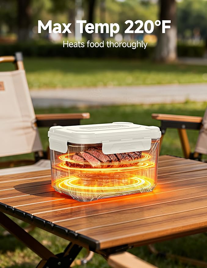 EAST OAK Cordless Electric Lunch Box for Adults,5.5 Cups Rechargeable Self Heating Lunch Box-Automatic Heating,Food Warmer with Memory Function & Automatic Keep Warm,Perfect for Work and Trip(White)