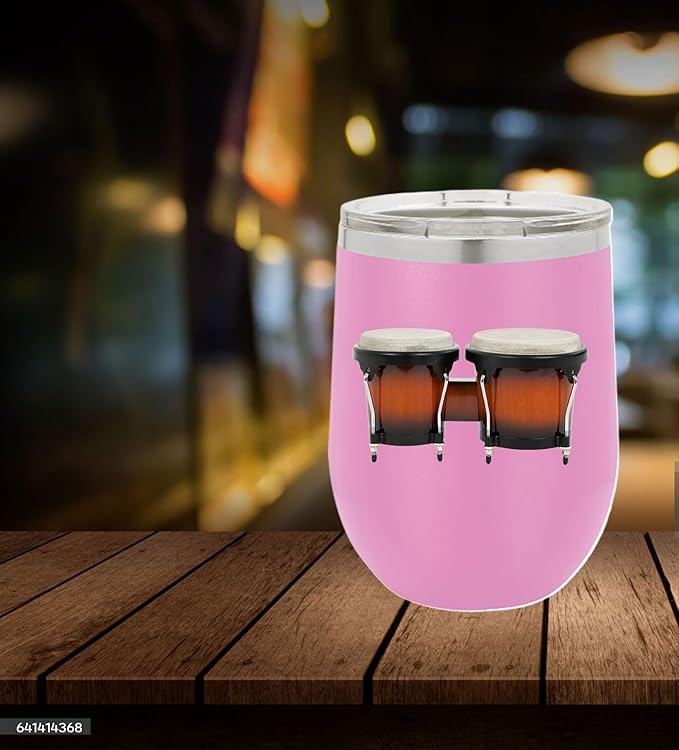 Bongos Wine Tumbler, Bongos Gift, 12oz Stainless Steel Wine Tumbler, Gifts For Him, For Her, For Boys, For Girls, Birthday, Christmas Gift idea (Light Purple)