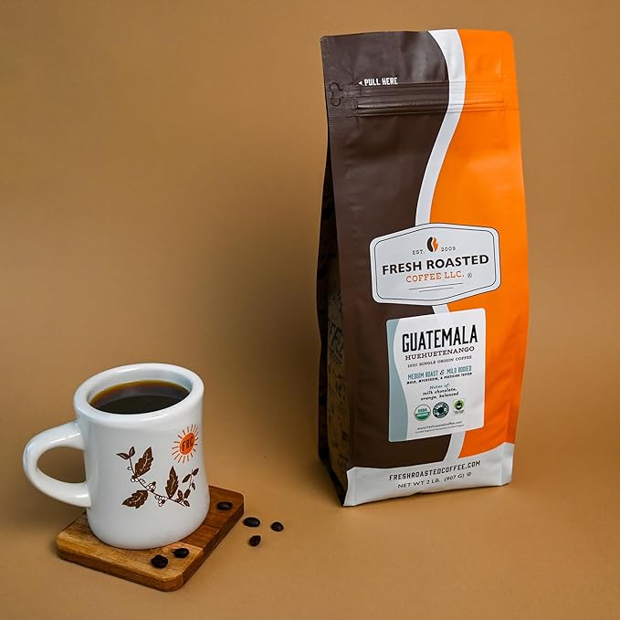 Fresh Roasted Coffee, Organic Guatemala | Single Origin, USDA Organic, Mold & Myco 3rd Party Tested, Kosher | Medium Roast 2 lb (32 oz) Whole Bean